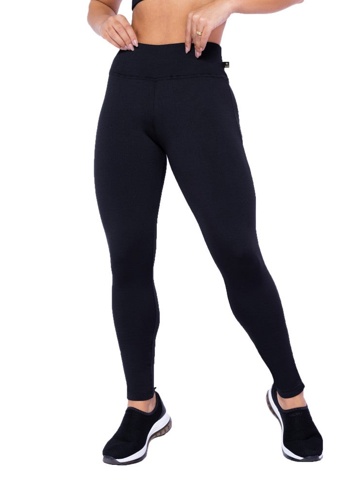 KIT 2 CALÇAS LEGGING BÁSICA CINTURA ALTA 8CM COS DUPLO