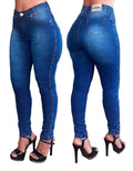 Kit 2 Calças Jeans feminina Modeladora com lycra cintura alta empina bumbum