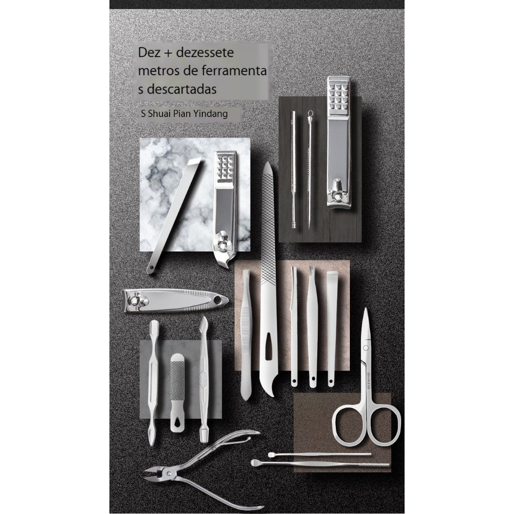 Kit Cortador De Unha Manicure Portatil Estojo Pinca Tesoura Material de aço inox