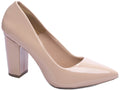 Sapato Scarpin Salto Quadrado Verniz Bege