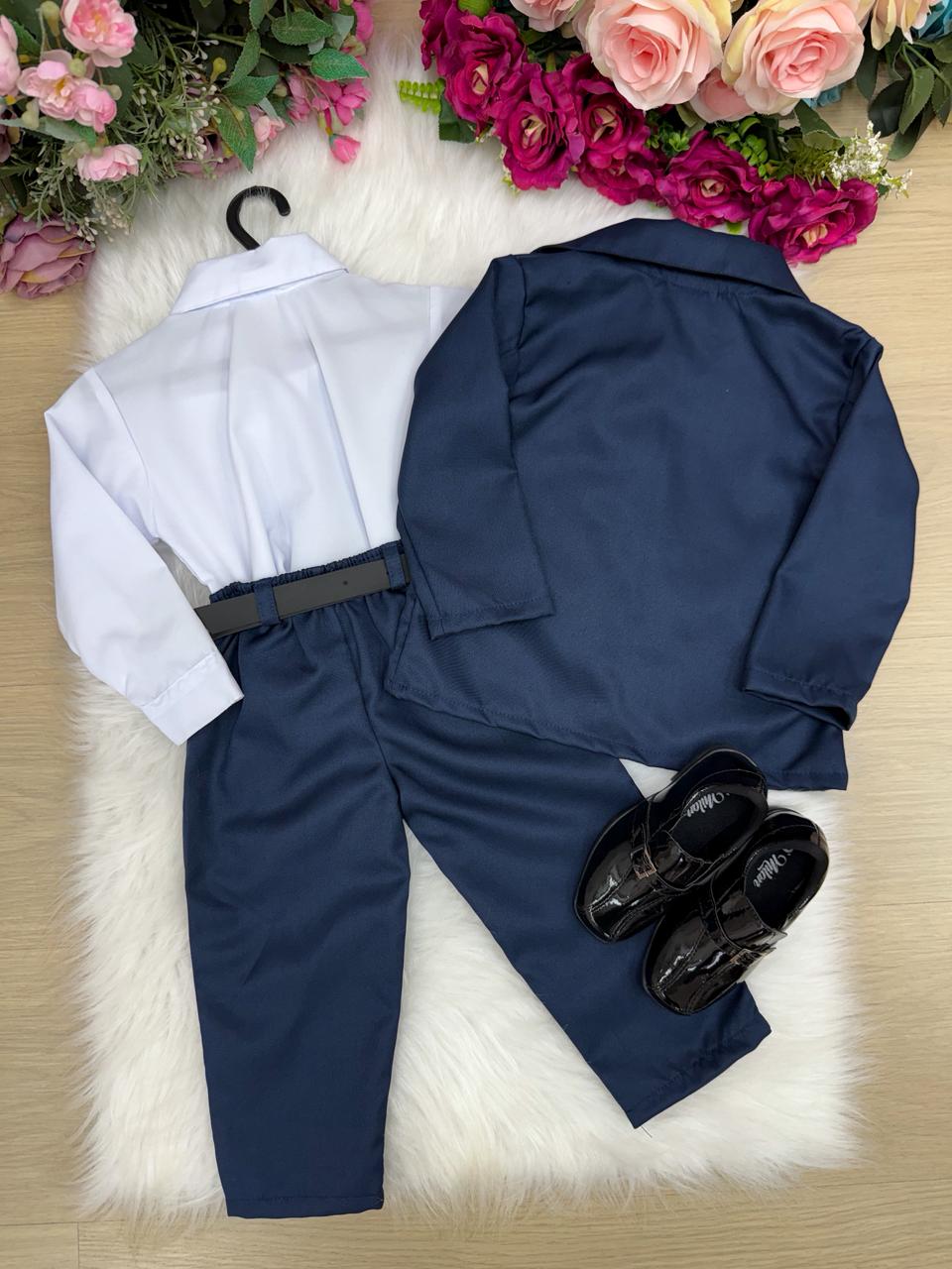 Conjunto Social Miss Cherry Jorge Terno Azul Marinho