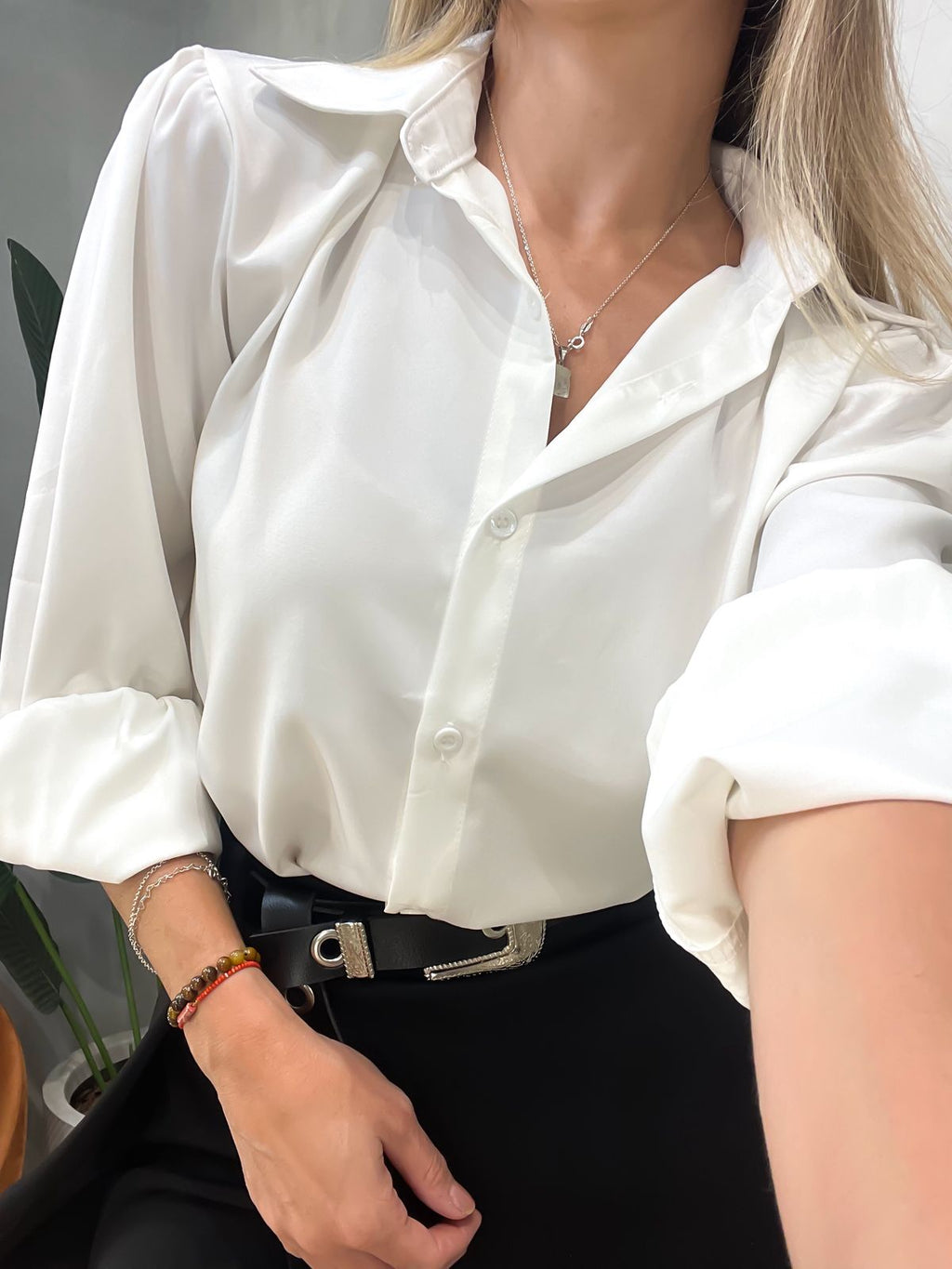 Camisa Manga Longa em Cetim Lara